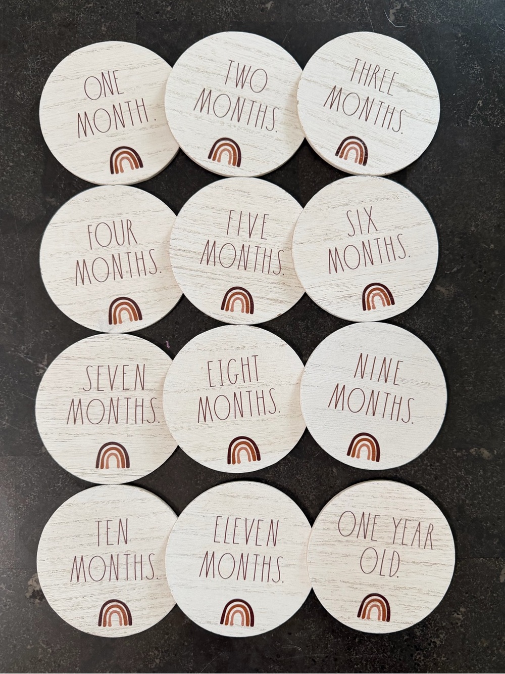 Rae Dun Wooden Milestone Discs - Neutral Rainbow (Set of 12)
